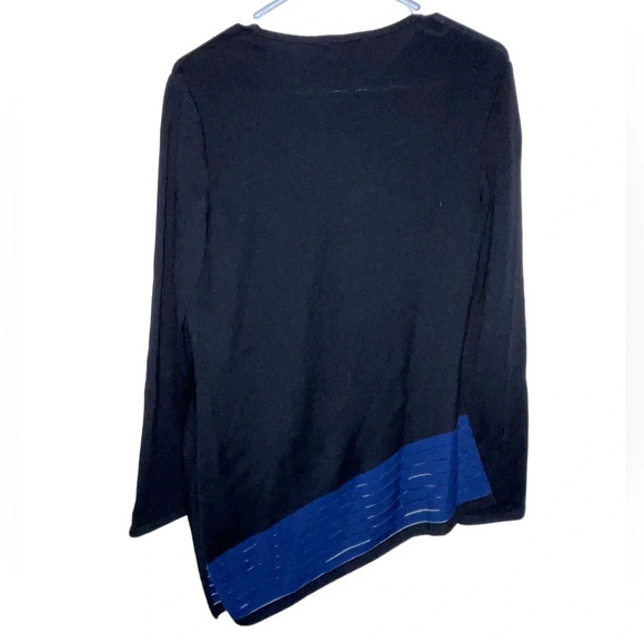 St John For Nordstrom Wool Sweater Asymmetrical Caviar/Marine Size Small Preppy - Picture 2 of 6